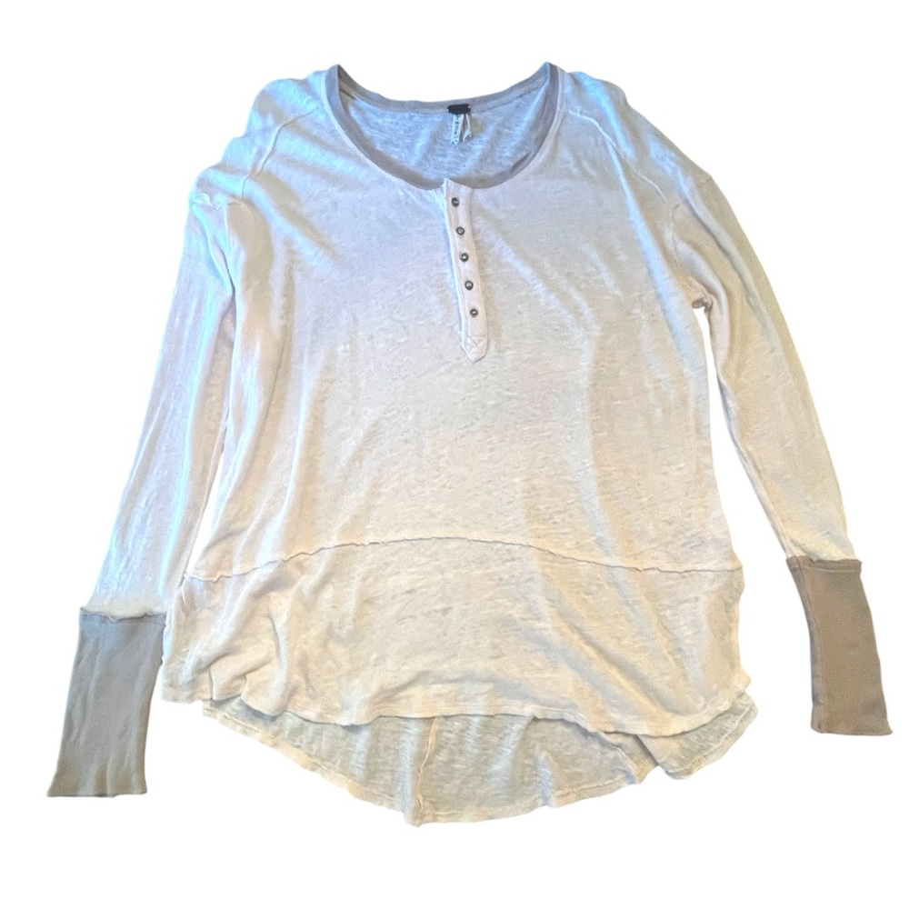 We the Free Light Pink and Light Brown Long Sleeve Top in Size Petite Small.
